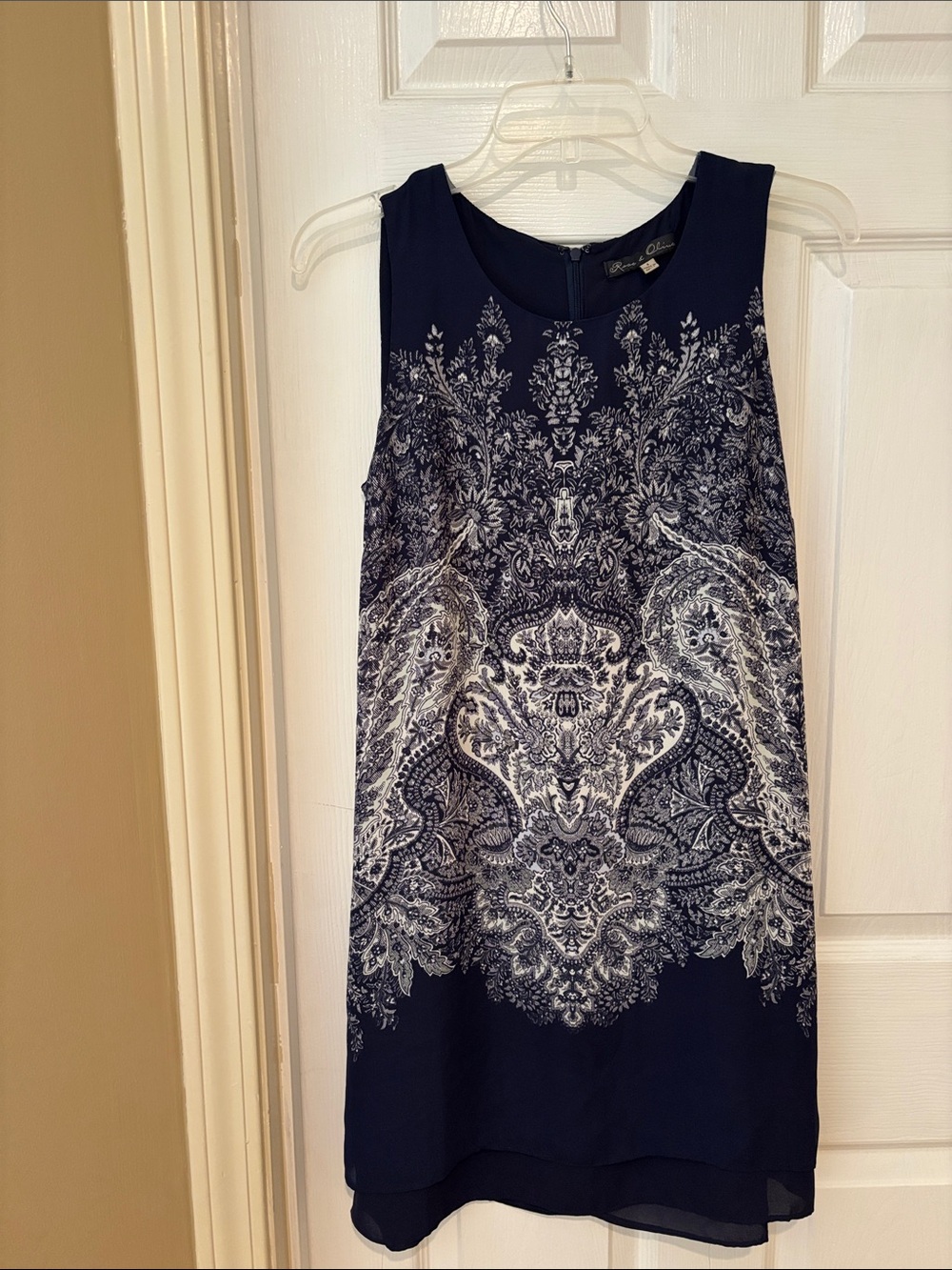 Navy Paisley Sleeveless Dress